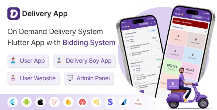 Delivery App v28.0 - On Demand Delivery System Flutter App with bidding system | Courier App