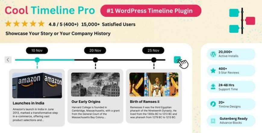 Cool Timeline Pro v4.8.12 - Horizontal & Vertical Timeline Plugin For WordPress